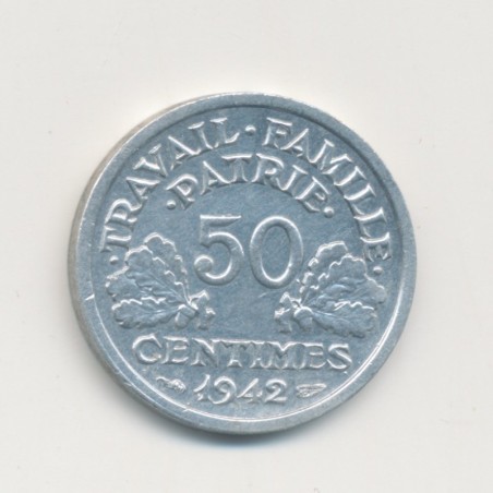 50 Centimes État Français - 1942 - alu poids fort - SUP+