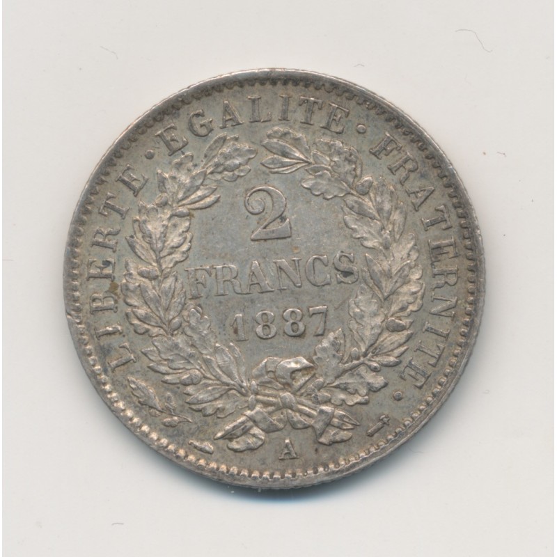 Cérès - 2 Francs - 1887 A Paris - TTB+