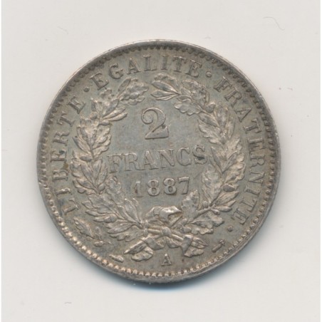 Cérès - 2 Francs - 1887 A Paris - TTB+