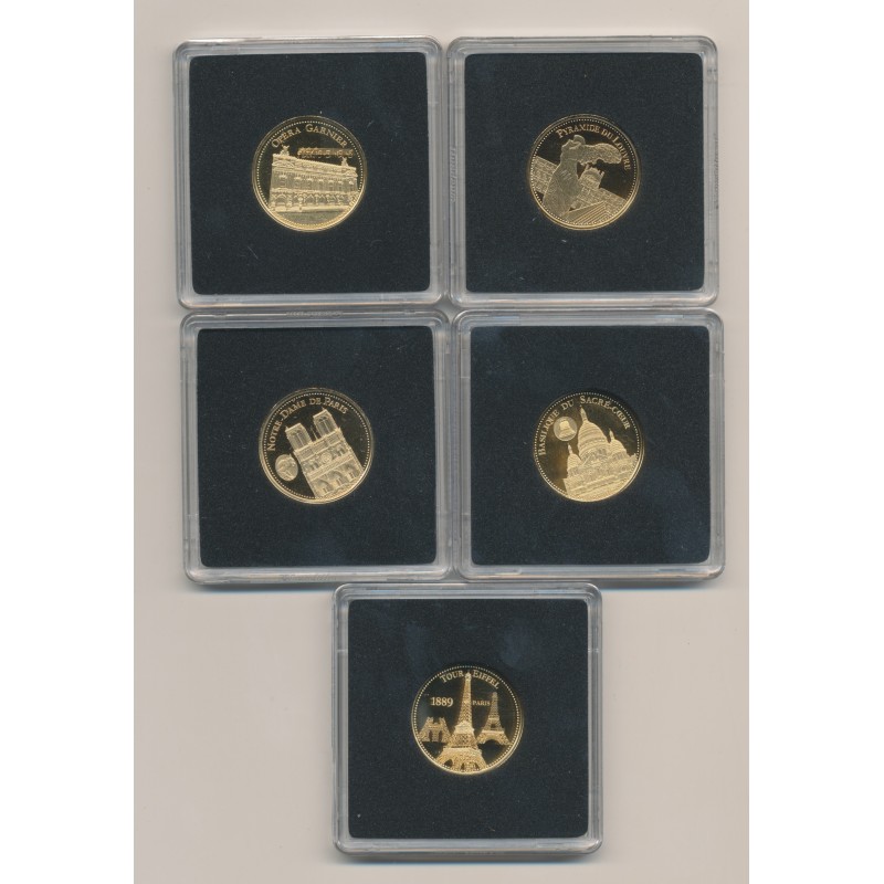 Coffret 5 Médailles - Les Merveilles de Paris - en or