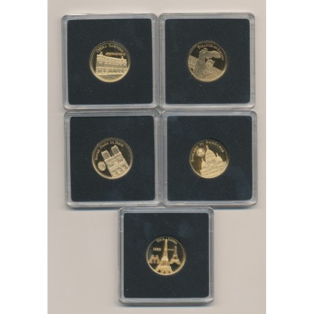 Coffret 5 Médailles - Les Merveilles de Paris - en or