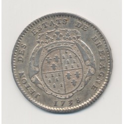 Jeton - Louis XV - États de bretagne - 1738 - argent - TTB 2