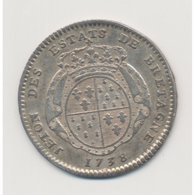 Jeton - Louis XV - États de bretagne - 1738 - argent - TTB