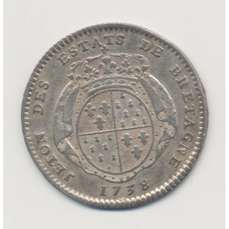 Jeton - Louis XV - États de bretagne - 1738 - argent - TTB