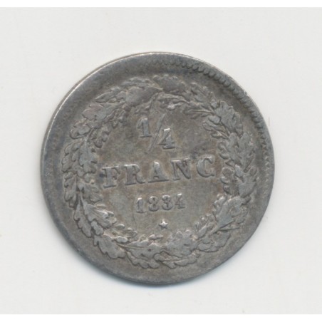 Belgique - 1/4 Franc 1834 Bruxelles - Léopold 1er - argent - TTB+