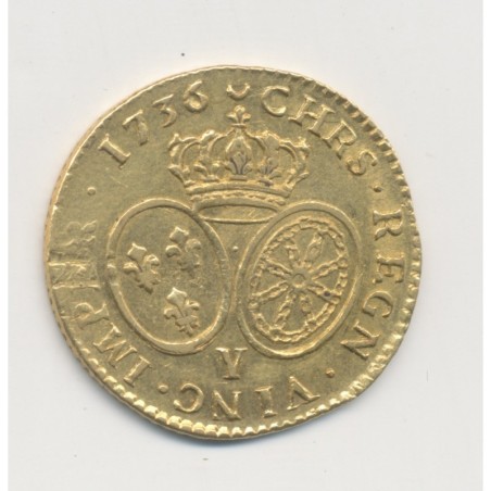 Louis XV - Louis d'or aux lunettes - 1736 Y Bourges - TTB