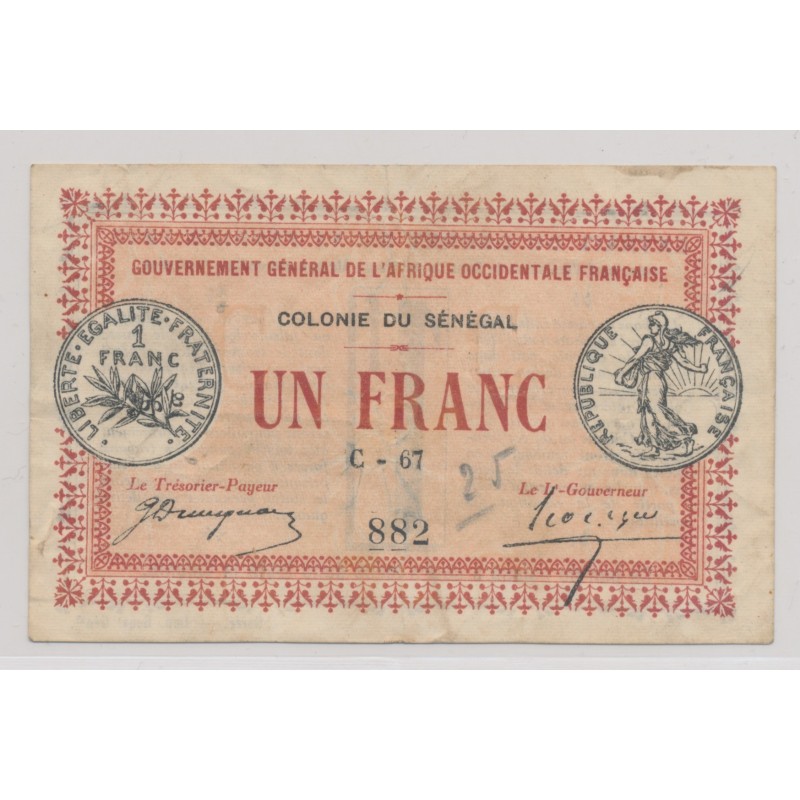Sénégal - 1 Franc 1917 - TTB
