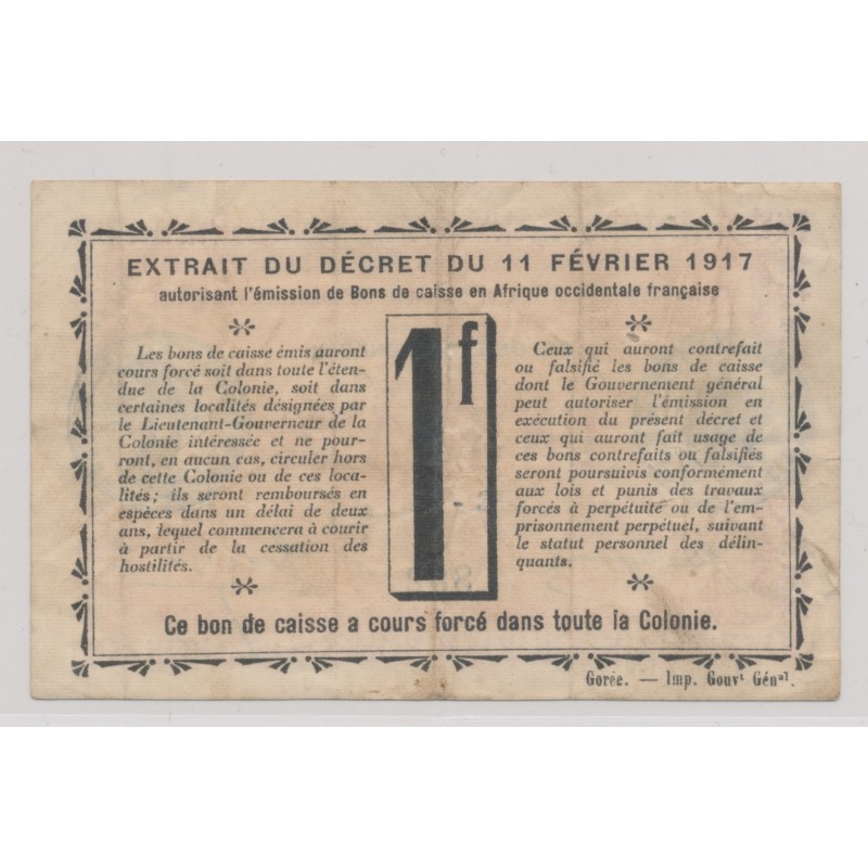 Sénégal - 1 Franc 1917 - TTB