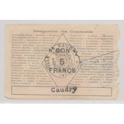 Dept 59 - 5 Francs 1914-1916 - Caudry - TTB+ 2