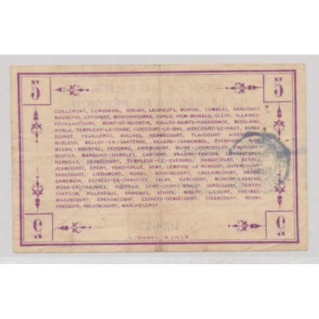 Dept80 - 5 Francs 1915 - Péronne - TTB