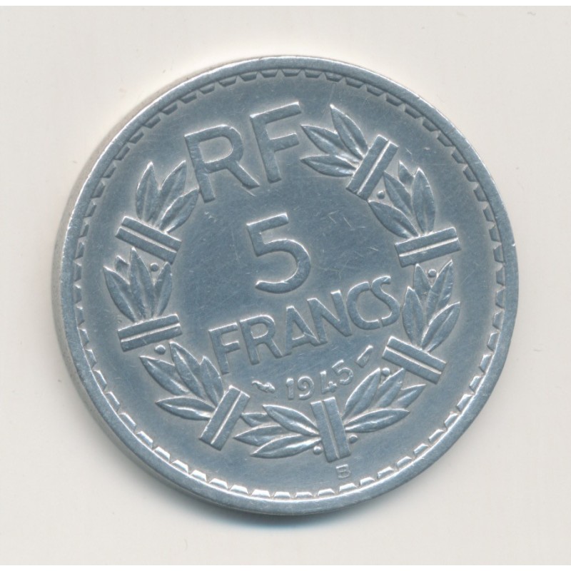 5 Francs Lavrillier - 1945 B - alu - TTB