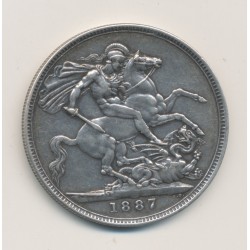 Angleterre - 1 Crown 1887 - Victoria - argent - TTB+ 2
