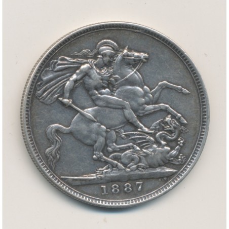 Angleterre - 1 Crown 1887 - Victoria - argent - TTB+