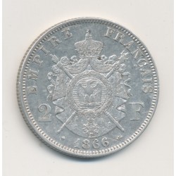 Napoléon III - Tête laurée - 2 Francs - 1866 BB Strasbourg - TTB+ 2