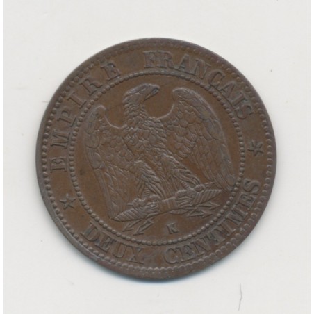 2 centimes Napoléon III - 1862 K Bordeaux - Tête laurée - SUP+