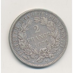 Cérès - 2 Francs - 1872 K Bordeaux - avec légende - TB/TB+ 2