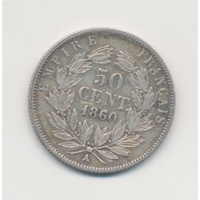 50 centimes Napoléon III - 1860 A Paris - Tête nue - TTB+