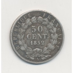 Louis-Napoléon Bonaparte - 50 Centimes 1852 A Paris - argent - TB 2