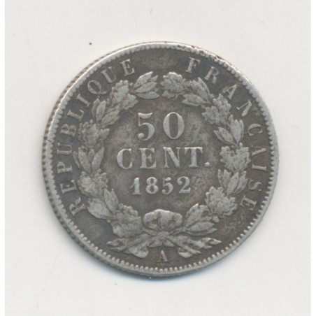 Louis-Napoléon Bonaparte - 50 Centimes 1852 A Paris - argent - TB
