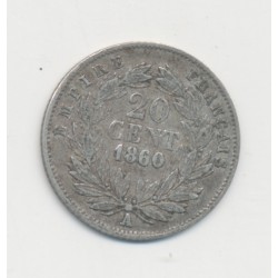 20 centimes Napoléon III - 1860 A Paris - Tête laurée - TB+ 2