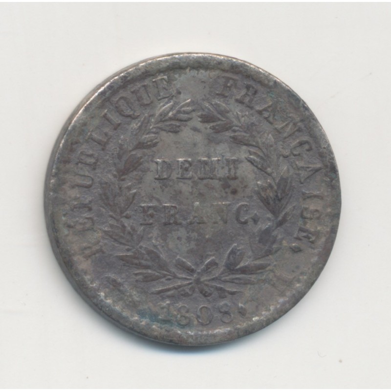 Napoléon Empereur - 1/2 Franc - 1808 K Bordeaux - argent - TB+