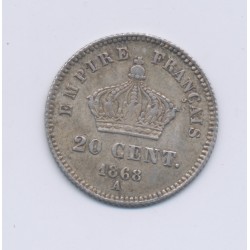 20 centimes Napoléon III - 1868 A Paris - Tête laurée - TTB+ 2