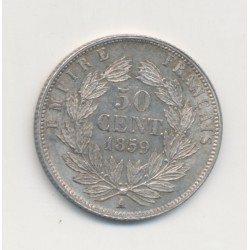 50 centimes Napoléon III - 1859 A Paris - Tête nue - SUP 2