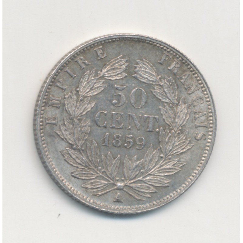 50 centimes Napoléon III - 1859 A Paris - Tête nue - SUP