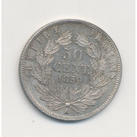 50 centimes Napoléon III - 1859 A Paris - Tête nue - SUP