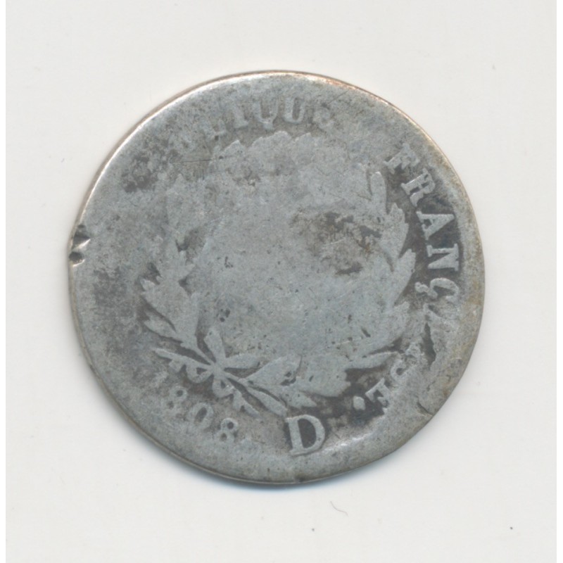1/2 Franc Napoléon Empereur - 1808 D Lyon - B