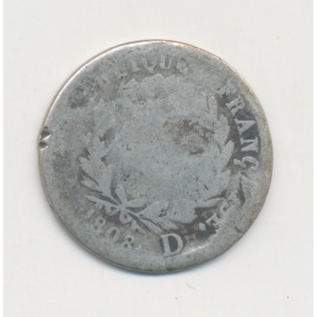 1/2 Franc Napoléon Empereur - 1808 D Lyon - B