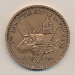 Médaille - Général De Gaulle - 40e anniversaire de la victoire - 1945-1985 - bronze -  2