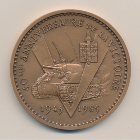 Médaille - Général De Gaulle - 40e anniversaire de la victoire - 1945-1985 - bronze - 