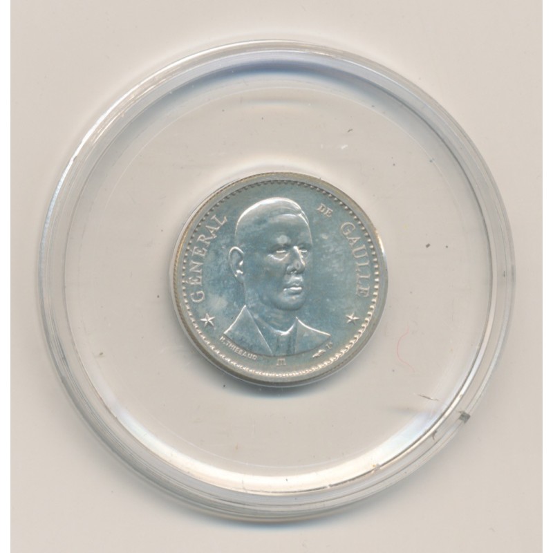 Médaille - Charles De gaulle - 40e anniversaire libération de Paris - argent - 1984 - 21mm - avec certificat