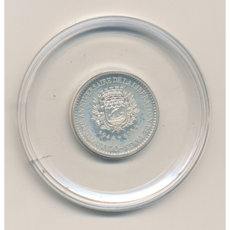 Médaille - Charles De gaulle - 40e anniversaire libération de Paris - argent - 1984 - 21mm - avec certificat