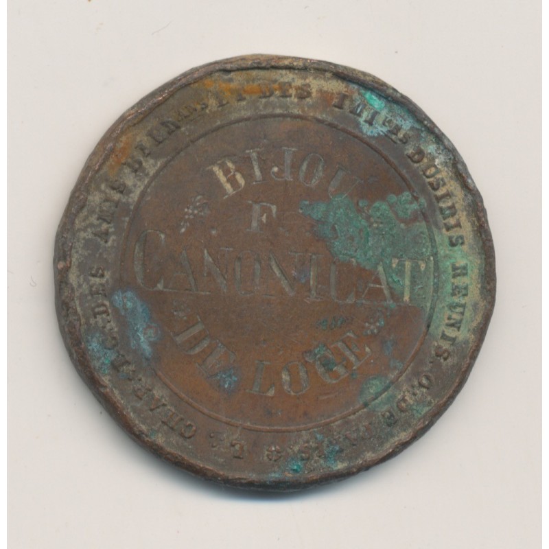 Médaille maçonnique - Loge des amis bienfaisants et des imitateurs osiris - 1840 - bronze - TB