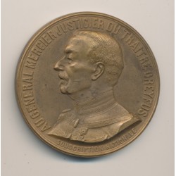 Médaille - Général Mercier - Justicier du traitre Dreyfus - bronze 50mm - TTB+