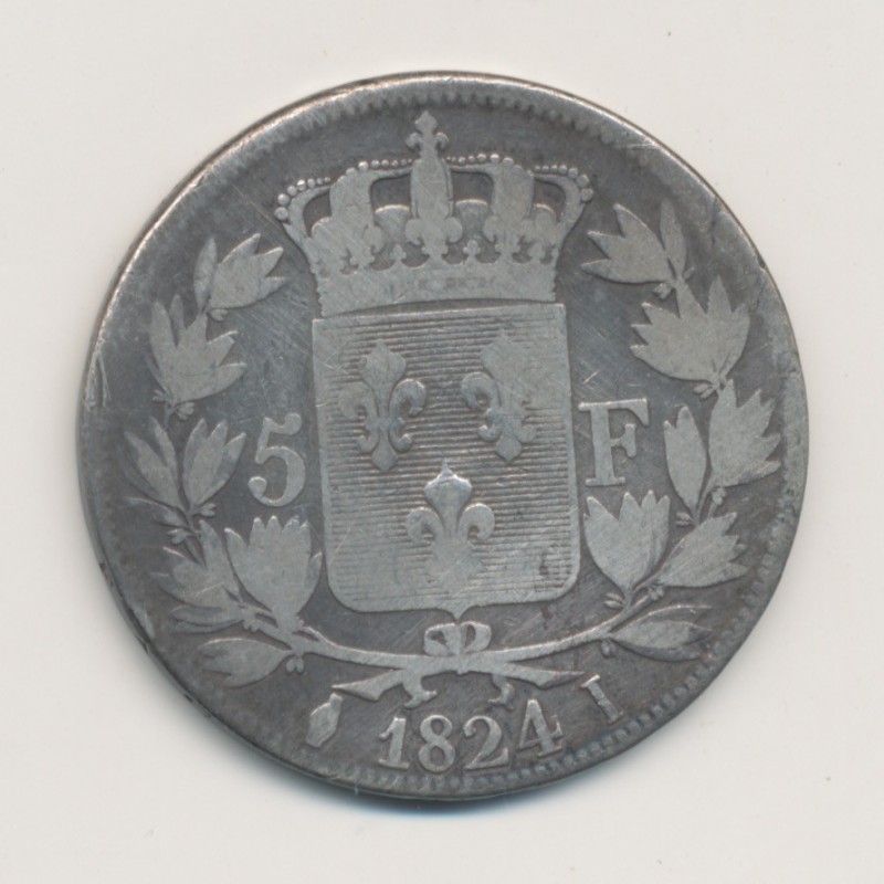 5 Francs Louis XVIII - Buste nu - 1824 I Limoges - TB