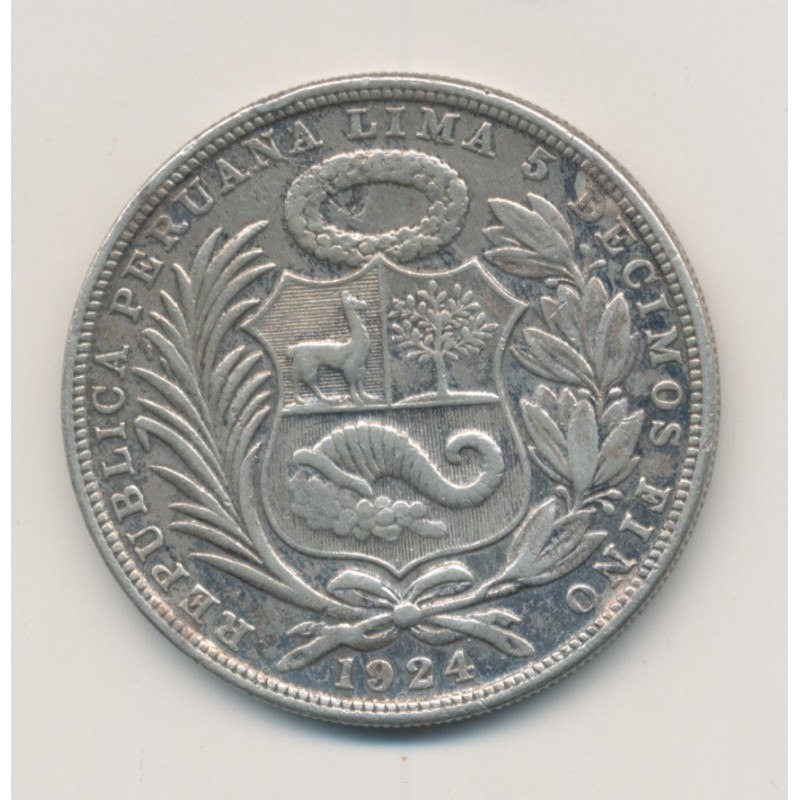 Pérou - 1 Sol 1924 Lima - argent