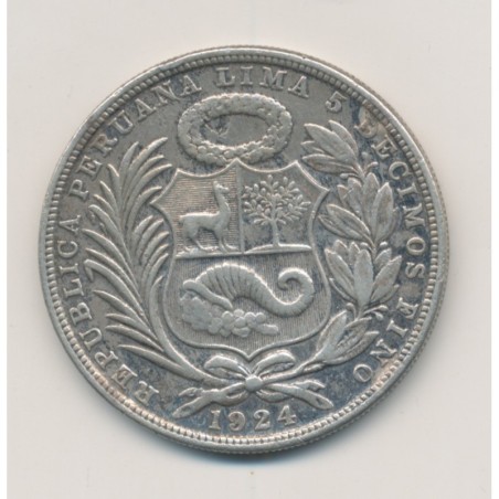 Pérou - 1 Sol 1924 Lima - argent