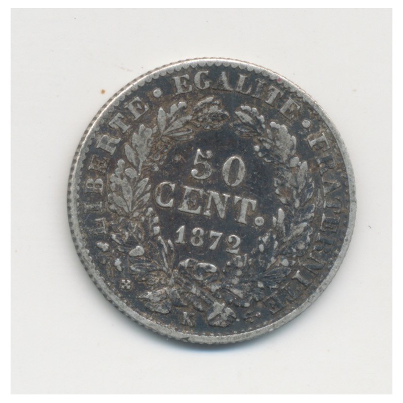 50 centimes Cérès - 1872 K Bordeaux - TTB