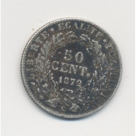 50 centimes Cérès - 1872 K Bordeaux - TTB