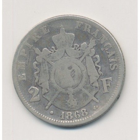 Napoléon III - Tête laurée - 2 Francs - 1868 BB Strasbourg - TB