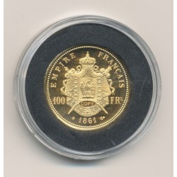 Medaille Or - Refrappe 100 Francs 1861 Napoléon III - 3,10g - FDC 2