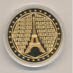 Médaille - Tour eiffel - collection France - doré à l'or fin - 40mm