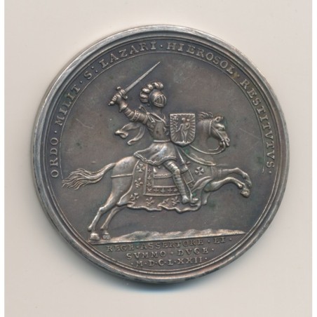 Médaille - Louis XIV - Ordre royal de notre-dame du mont carmel et de st lazare - argent - 46mm - SUP