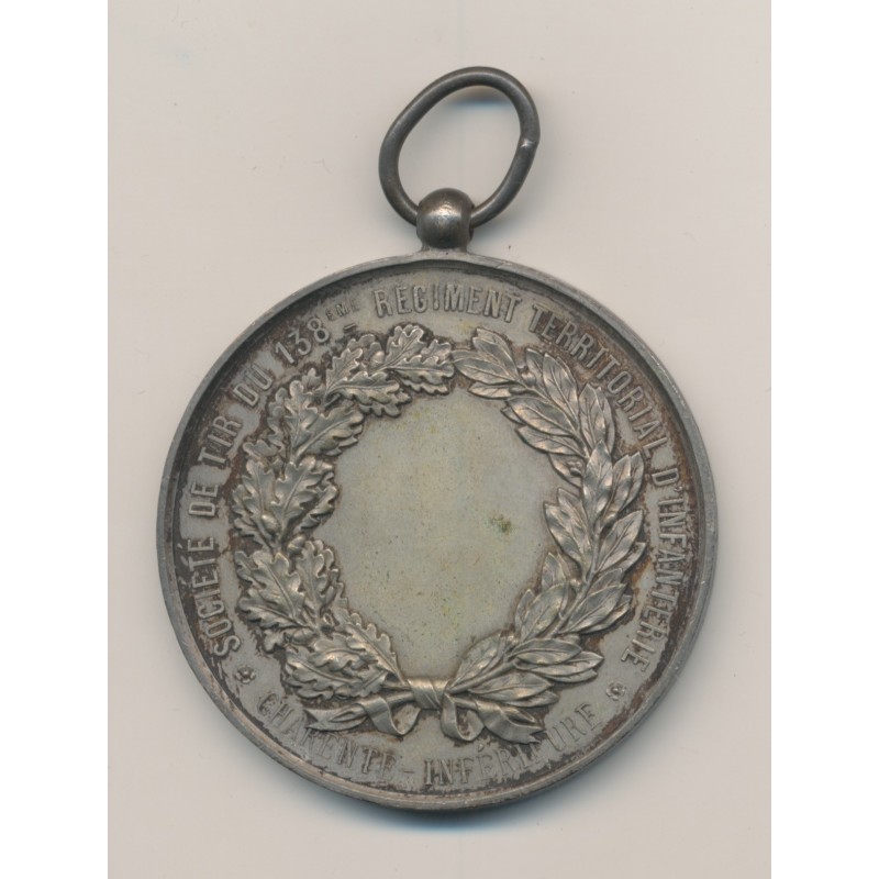 Médaille - Société de tir du 138e régiment territorial infanterie - bronze argenté - 51mm