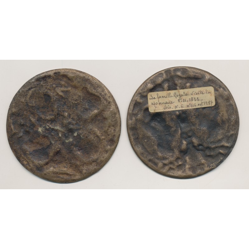 Lot de 2 clichés - Louis Philippe I et Marie Amélie - visite de la monnaie - avers et revers