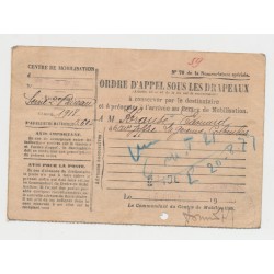 Carte - Ordre d'appel sous les drapeaux 