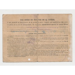 Carte - Ordre d'appel sous les drapeaux  2
